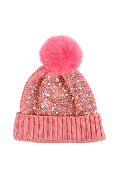 OEM Căciulă roz pentru copii cu pompom și paiete holografice