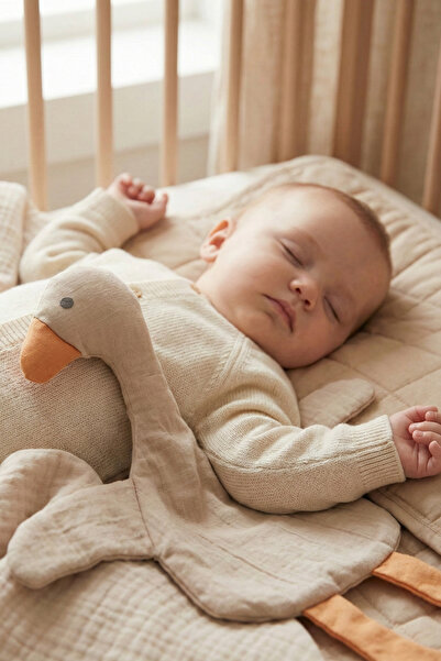 hobbe baby Yumuşak Müslin Kumaş Dokulu Ördek Uyku Arkadaşı Bebek Güvenli Uyku...