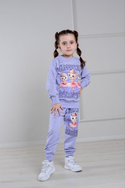 Yağmur Giyim طقم رياضي بناتي من القطن 100% بنمط كابوتشينا بخيطين من PJK2İ، لل...