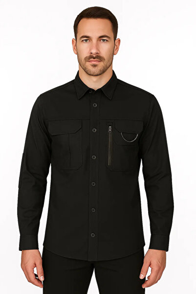 Mrc tactical Black Tactical Shirt – Long Sleeve, Duty Style, Zipper Pockets