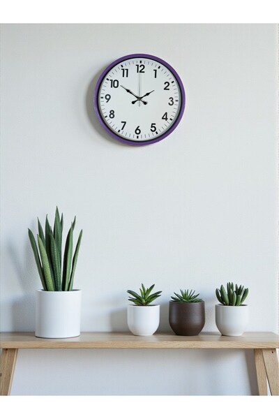 Genel Markalar ® Yeni Ürün 36 Cm Mor Dekoratif Duvar Saati