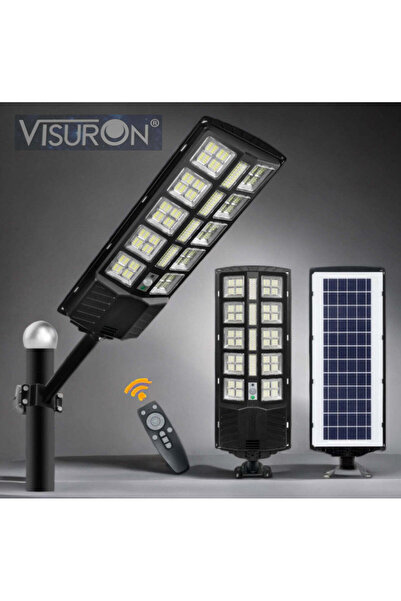 VISURON Lampă stradală solară cu telecomandă — iluminare intensă pe 3 nivelur...