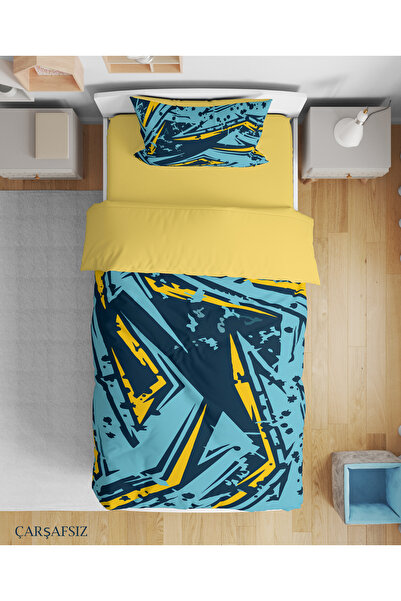 Erays Home Set de lenjerie de pat pentru băieți tineri, cu tematică Blue Ligh...