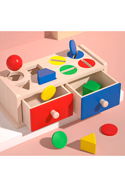 OEM Wooden Educational Toy with Drawers, Geometric Shapes and Colors Sorter, Montessori, Children 2+ Years