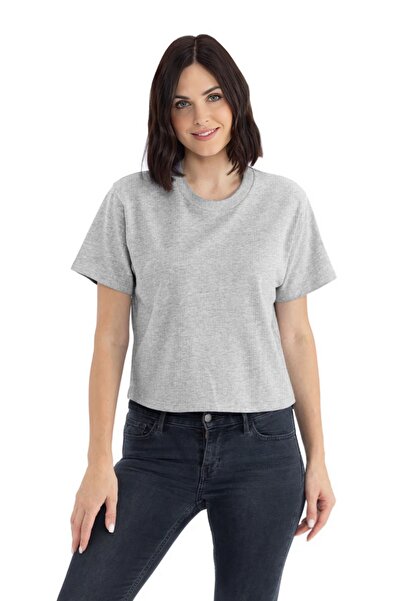 Base Concept تي شيرت نسائي قصة فضفاضة كروب ريبانا حياكة مضلعة