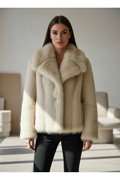 Lila Moda Guler șal pentru femei cu închidere cu capsă din imitație haină de blană artificială