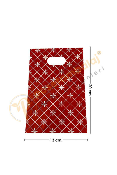 CarpCorn Baklava Desenli Takı Poşeti 13x20 cm | Kırmızı Hediyelik Aksesuar Po...