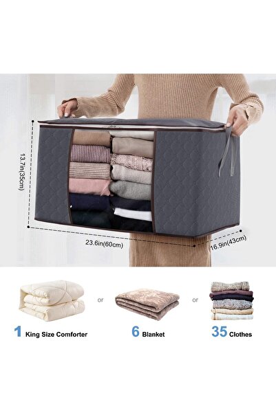 Generic Durable Bedding Blankets Organizer Folding Blanket Quilt Large Zipper Clothes Storage Bag