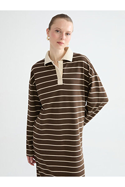 LC Waikiki Shirt Collar Striped Dress