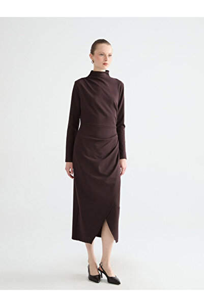 LC Waikiki Stand Collar Shirred Dress