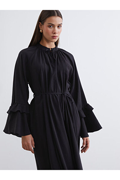 LC Waikiki Tie Neck Ruffle Shirred Dress