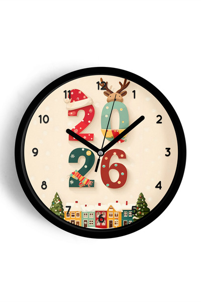 JHAAR ساعة حائط مزخرفة بطابع السنة الجديدة - هدية رأس السنة وتصميم عصري - 30 ...