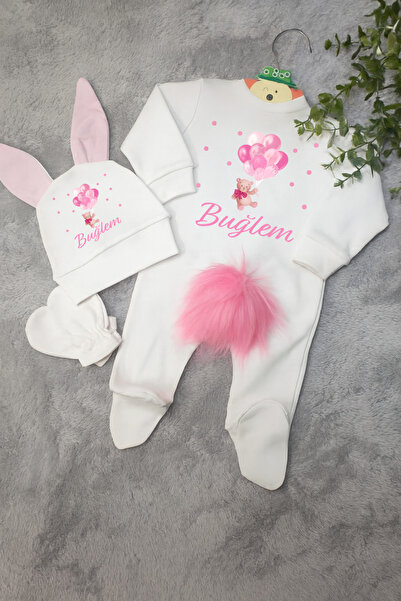 Moda Lime İsimli Balonlu Ayıcık Bebek Tulum Seti – Organik Pamuk – Kişiye Öze...