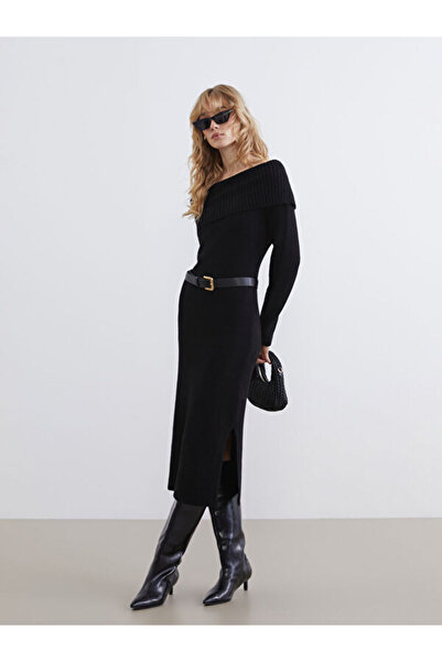 LC Waikiki Rmz Gi̇yi̇m Farkiyla Wide Roba Belted Knitwear Dress