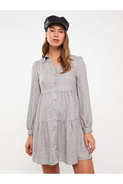 LC Waikiki Shirt Collar Straight Long Sleeve Maternity Dress