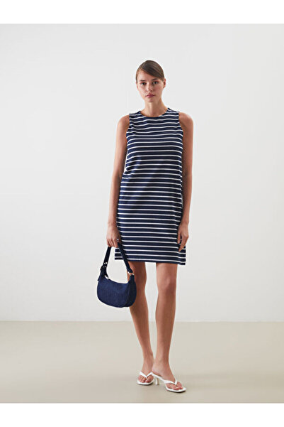 LC Waikiki Crew Neck Striped A-Line Mini Dress