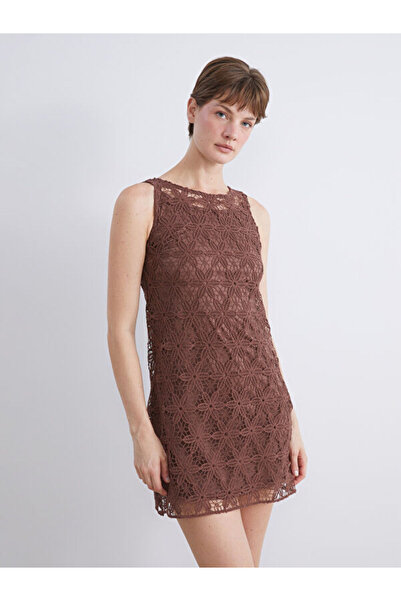 LC Waikiki Crew Neck Lace Mini Dress