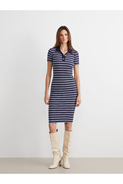 LC Waikiki Esvab • Modern & Distinctive Devrik Roba Collar Striped Dress