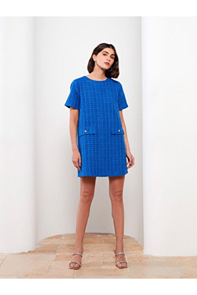 LC Waikiki Crew Neck Patterned Short Sleeve Women's Dress