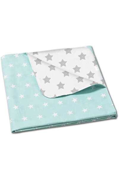 Kidizi Paturica dubla din bumbac si flanel 100x75 cm Mint Stars, 100% bumbac