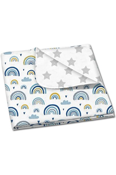Kidizi Double cotton and flannel blanket 100x75 cm Blue Rainbow, 100% cotton