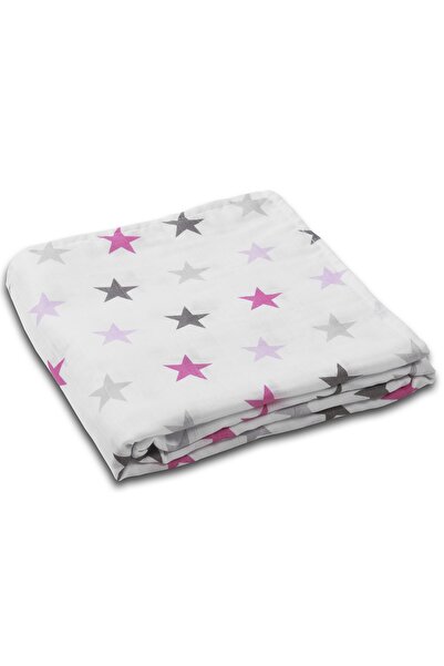 Kidizi Πολυλειτουργική μουσελίνα XXL 120x120 εκ. Ροζ Αστέρια, 100% Βαμβάκι