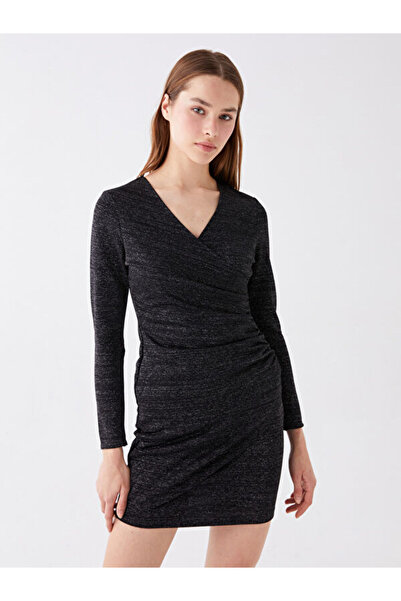 LC Waikiki Double-Breasted Collar Shiny Dress