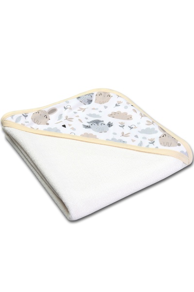 Kidizi Hooded cotton baby towel 90x90 cm Forest Friends, suitable from birth ...
