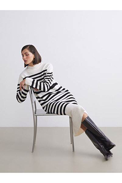 LC Waikiki RMZ GİYİM FARKİLYA Rochie tricotată cu dungi Half Fisherman Roba