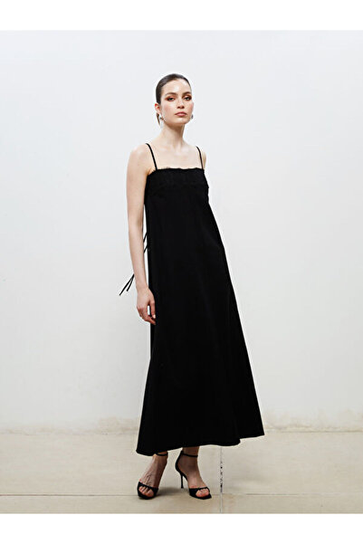 LC Waikiki Square Neck Linen Blend Strap Dress