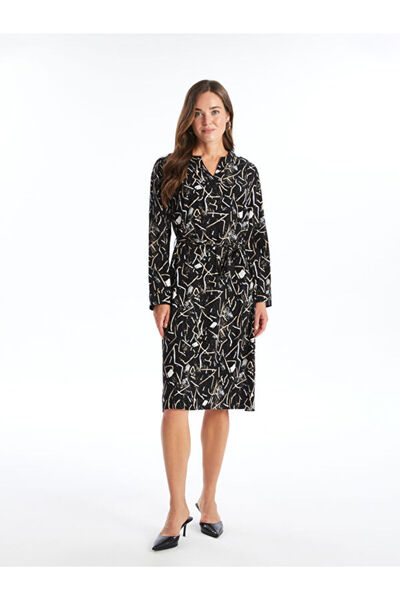 LC Waikiki Cowl Neck Patterned Dress