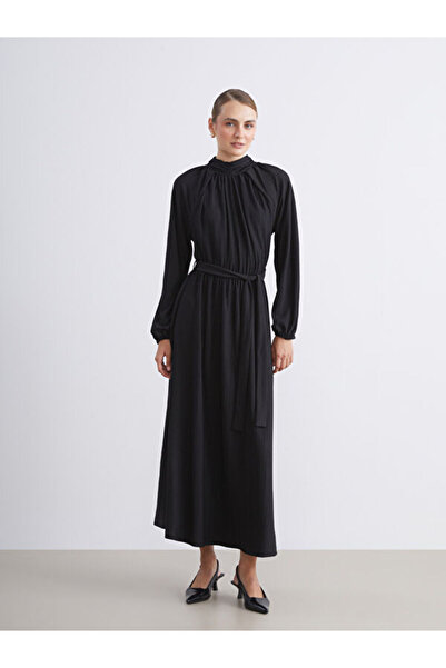 LC Waikiki Rmz Gi̇yi̇m Farkiyla Straight Roba Collar Textured Dress