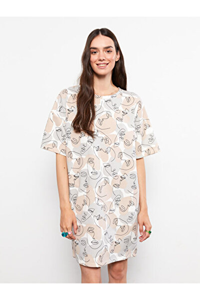 LC Waikiki Crew Neck Patterned Short Sleeve Dress