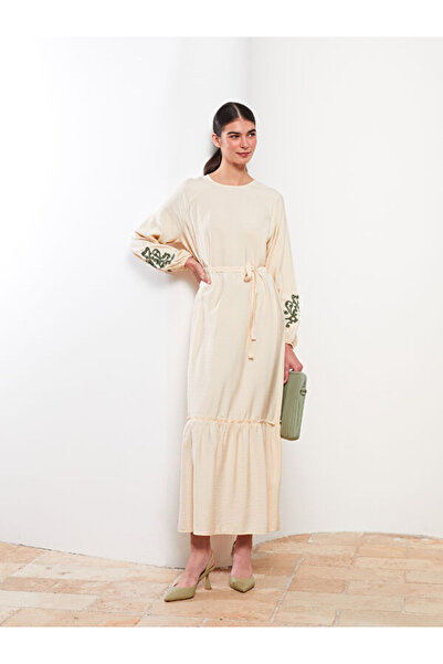 LC Waikiki Rochie de damă cu mânecă lungă brodata cu decolteu