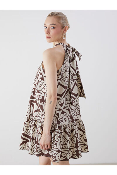 LC Waikiki Halter Neckline Print Mini Dress