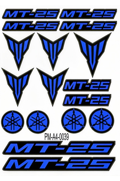 Limitless Design MT-25 Mavi Motorsiklet Sticker Seti – Racing Dekoratif Tasarım