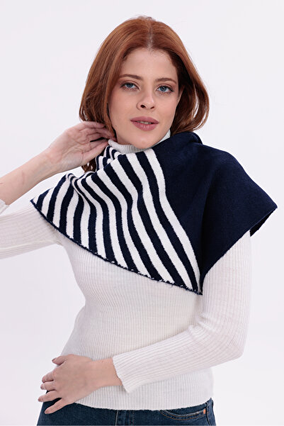 saint majesta Eșarfă triunghiulară din acril moale cu dungi pentru femei, iarnă