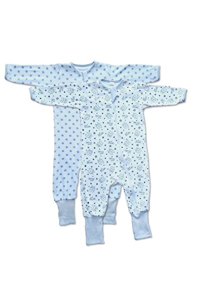 Kidizi Set 2 salopete pijama bebe cu fermoar si botosei manseta Owly Stars ma...