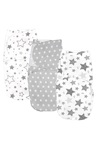 Kidizi Σετ 3 Διπλό πάνες με επένδυση φανέλας 0-3 μηνών All Grey Stars