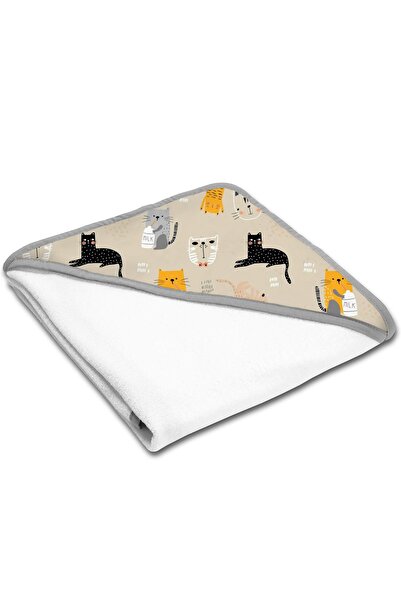 Kidizi Prosop bebe din bumbac cu gluga 90x90 cm Kitten Love, potrivit de la n...