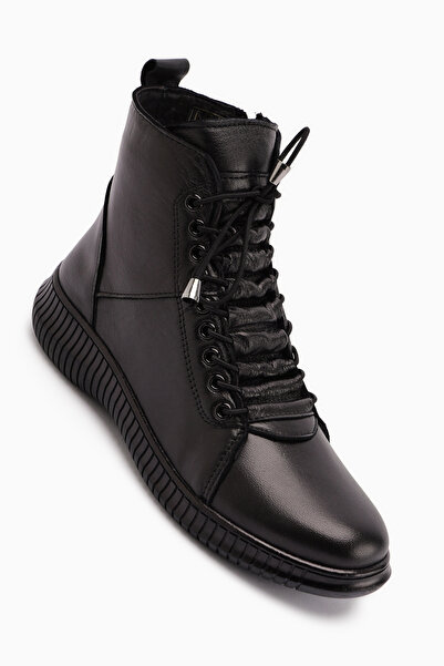 Limoya Jina Genuine Leather Black Lace-Up Women's Boots