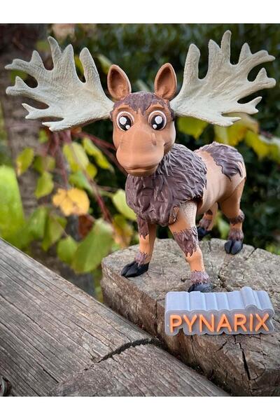 pynarix Taç Boynuzlu Sığın Geyiği Figür Oyuncak- Duruşla Anlatan 🦌🪵3D Harek...