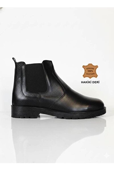 MAKRAS 100% Genuine Leather Winter Men's Boots Black
