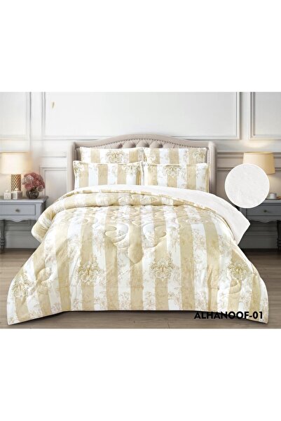 miral Al-Hanouf Royal Luxury Winter Velvet Fur Double Bed Set, 6 Pieces, Duvet Size 220*240 cm