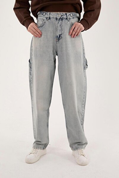 Store 100% Cotton Women's Wide Leg Denim Jeans | High Waist Oversized Comfortable Fit | Carpenter Jeans with Pockets