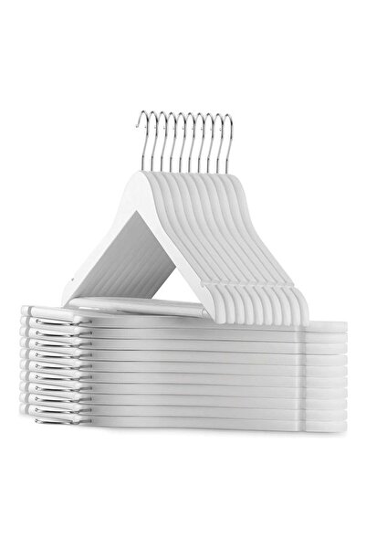 ZOBER 20-Piece Non-Slip 360° Swivel Wooden Suit Hangers, White/Silver, 44.5x2...