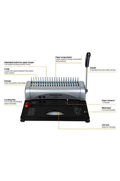 Comix B2988 12-sheet plastic punching and binding machine