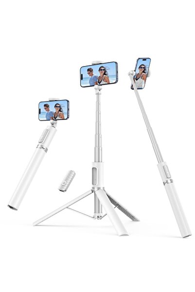 Smart Sink Stick selfie cu unghi reglabil și telecomandă Bluetooth, trepied extensibil – Alb