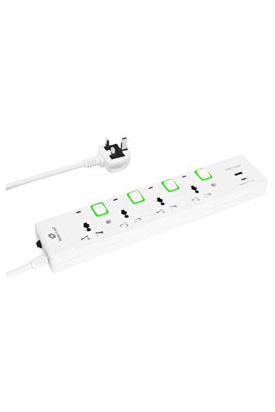 Generic Home Care Extension Lead with USB Slots, 4-Way Sockets, 1 USB & 1 Type-C Port, 3M Cord