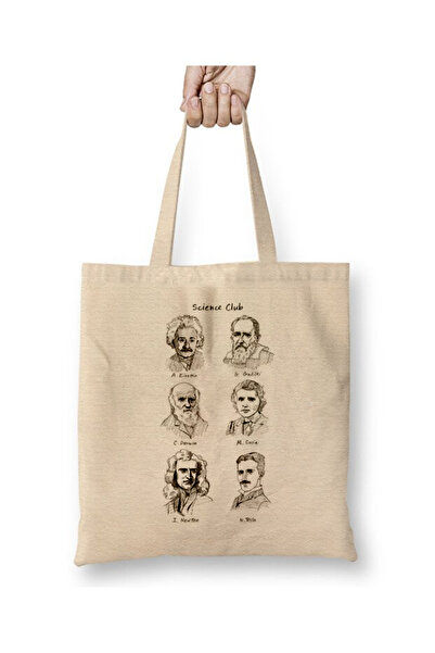 Toyaso Clubul științei, fizicieni, Einstein, Tesla, geantă de pânză albă, gea...